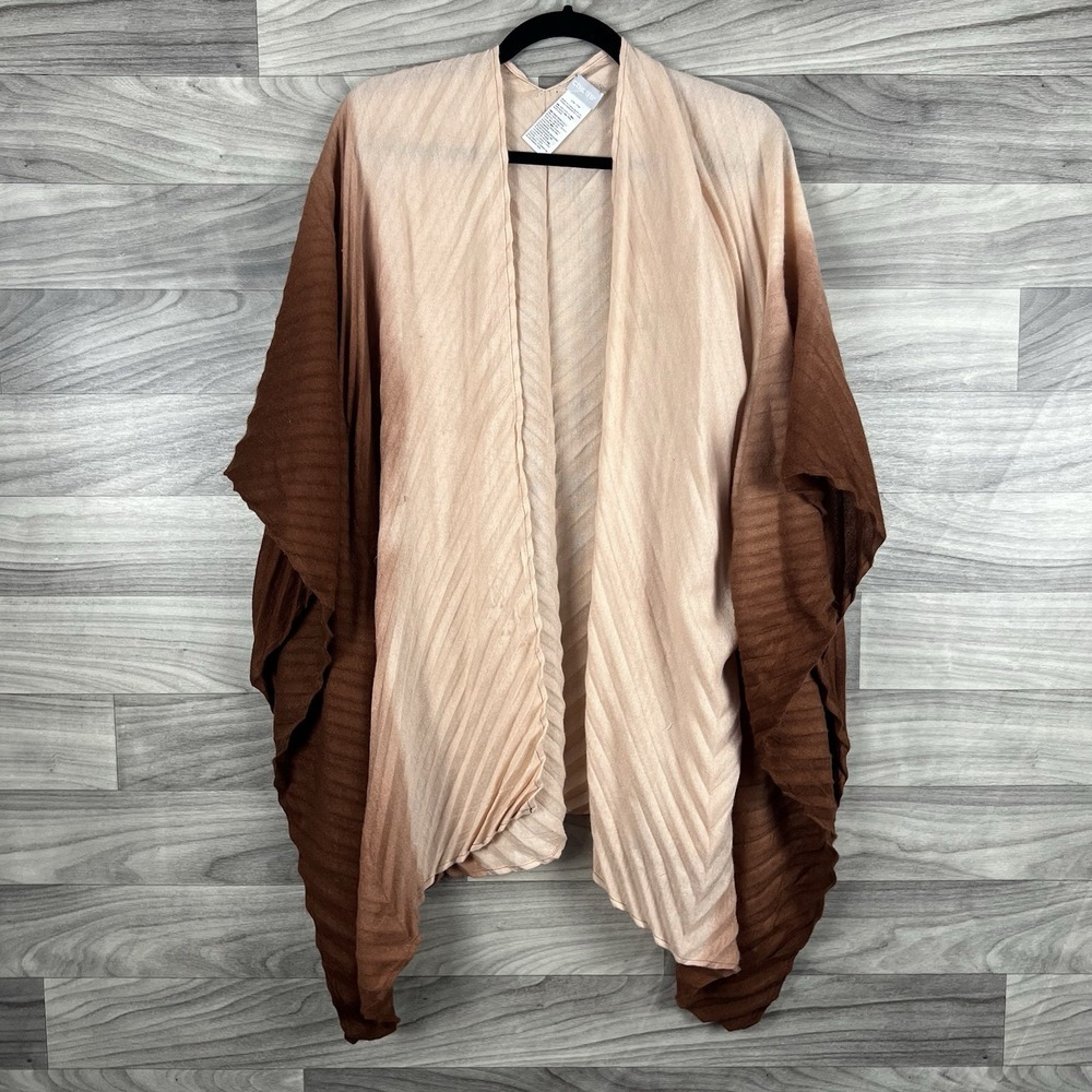 Chicos Cardigan Women S/M Pink Rust Color Block Open Front Career Business Flowy
